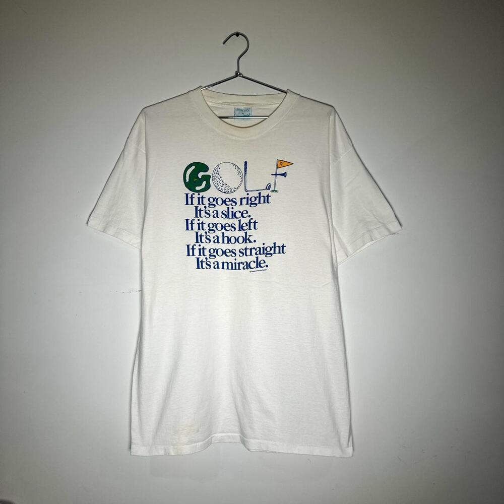 Vintage Golf T Shirt 80s White Club Putt Birdie Bogey Course Funny White Size L
